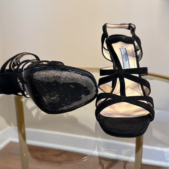 Prada sling back black suede heels - Picture 4 of 8